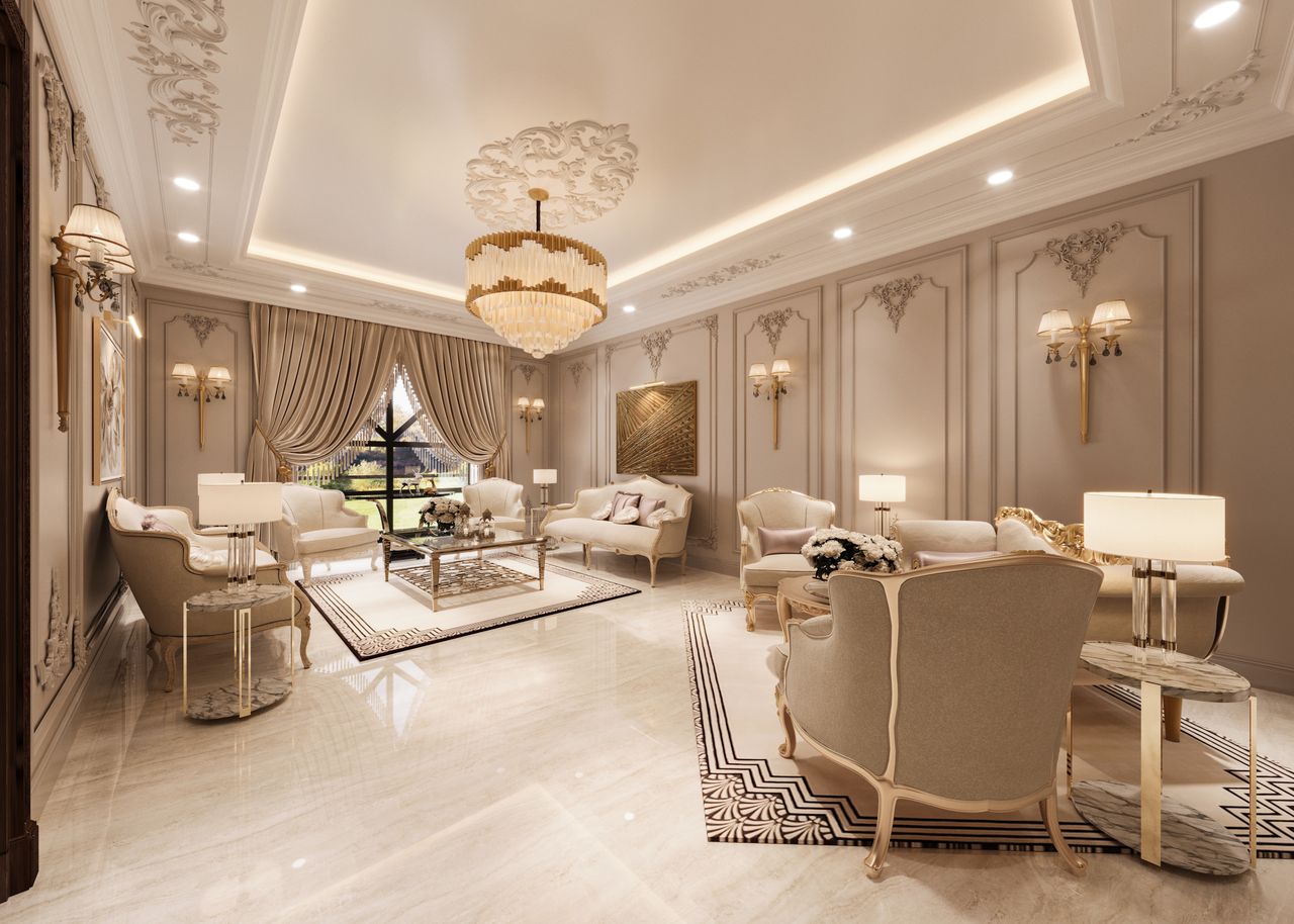 The Art of Drawing Readers In: Your attractive post title goes here Spacious luxury lounge featuring elegant furniture, chandelier, and classic design elements.